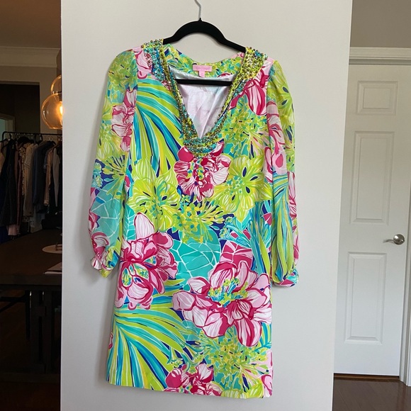 Lilly Pulitzer Dresses & Skirts - Lily Pulitzer Tunic Dress, SAEMUS, Silk, Long Sleeved, Size 8